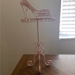 Pink Metal Shoe Jewelry Stand